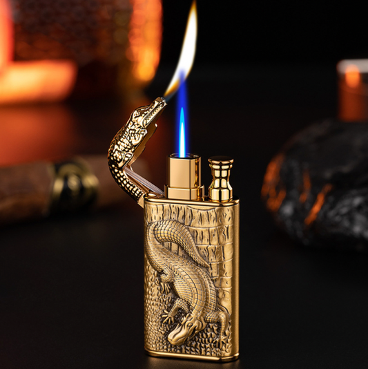 CrocoBlaze Dual Fire Gold - The Unusual Metal Windproof Lighter