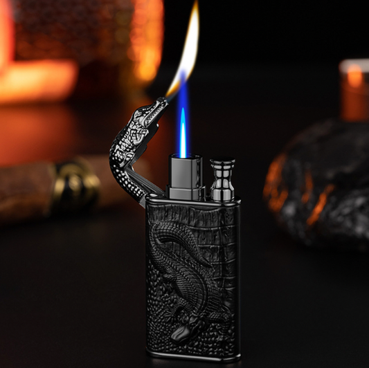 CrocoBlaze Dual Fire Black - The Unusual Metal Windproof Lighter