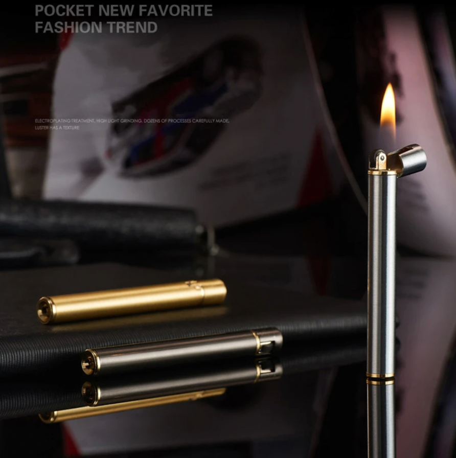 FlamePetite ButaneLight Brushed Gold  - The Mini Compact Open Flame Lighter