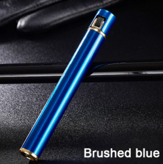 FlamePetite ButaneLight Brushed Blue - The Mini Compact Open Flame Lighter