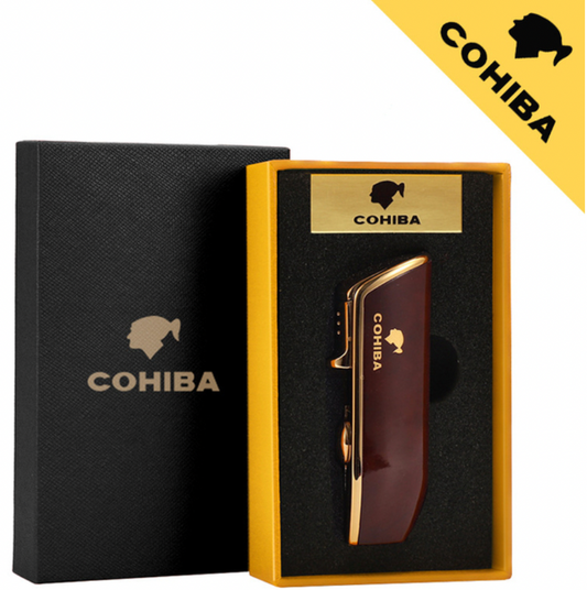COHIBA Blue Torch Cigar Puncher Red - The Windproof Butane Gas Lighter